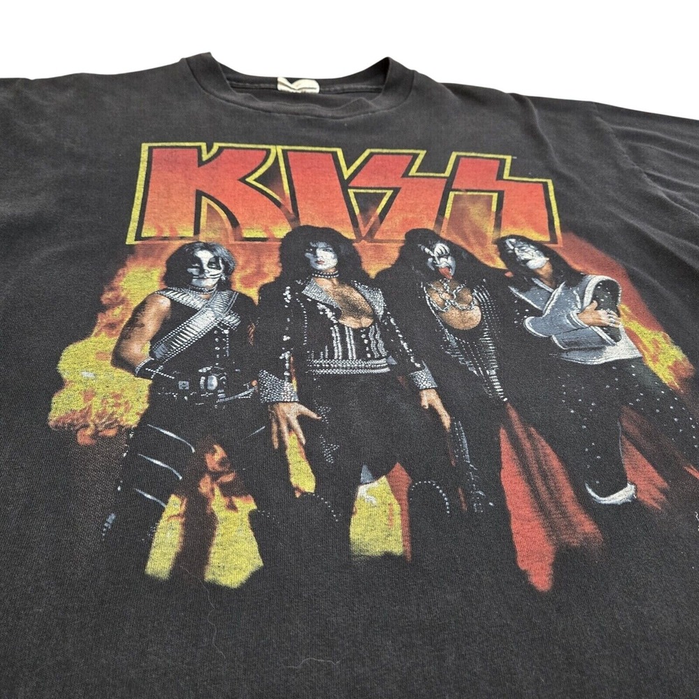 KISS 96 Rock Vintage Band Concert T Shirt Cronies Black Made In USA sz XL Read